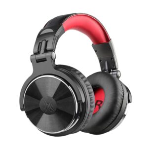Oneodio Pro 10 Professional Wired Over Ear DJ and Studio Monitoring Headphones – Red/Black