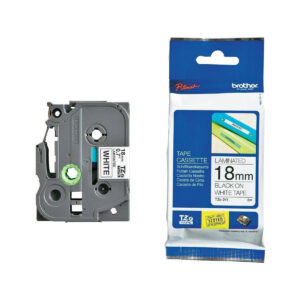 Brother TZ241 Black on White 18mm Gloss Laminated Tape (8m)