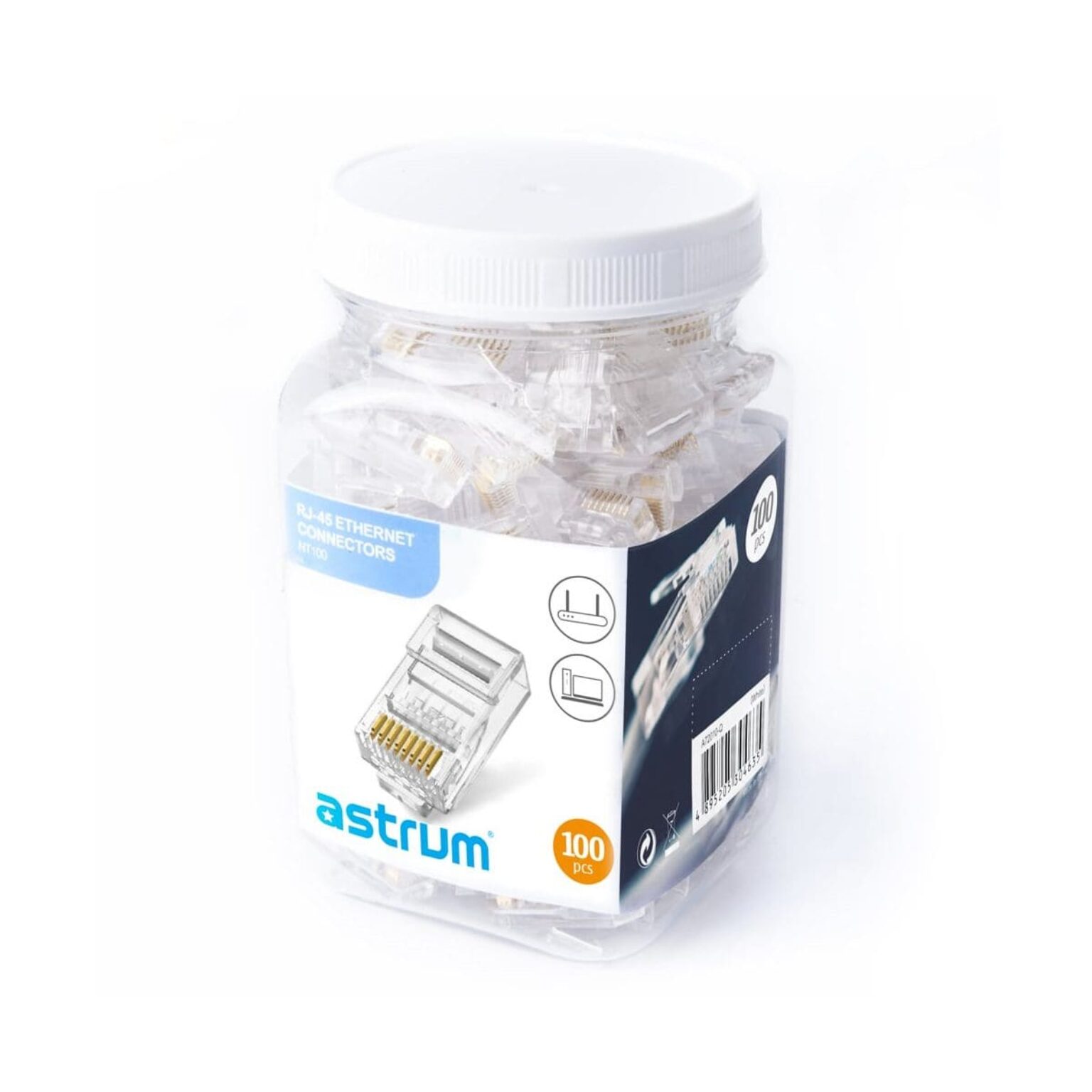 RJ45 CAT5 Astrum NT100 Ethernet Crimp Connectors 100 Pack - HugePC ...